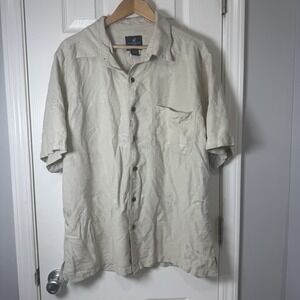 Men's Caribbean Joe‎ Hawaiian Silk Shirt Ivory Size XXL
